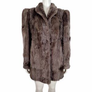 Vintage 1940s Luxurious Brown Puff Shoulder Fur Coat with Pockets Multiple Size